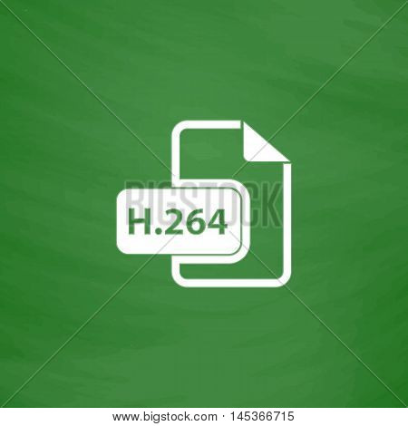 H.264 Simple line vector button. Imitation draw with white chalk on blackboard. Flat Pictogram and School board background. Outine illustration icon