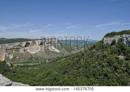 View of the mountain plateau canyon Kacha Ukraine Crimea