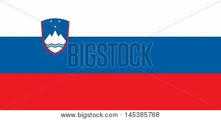 Flag of Slovenia in correct size proportions and colors. Accurate dimensions. Slovenian national flag. Vector illustration