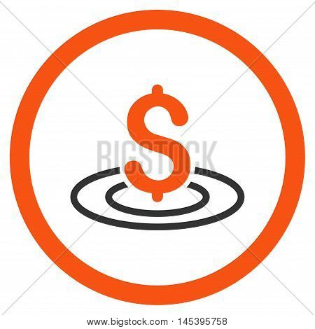 Money Area rounded icon. Vector illustration style is flat iconic bicolor symbol, orange and gray colors, white background.