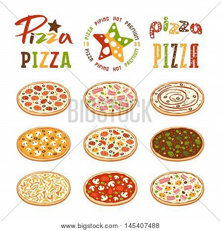 Stock Vector Illustration Of Pizza Varieties