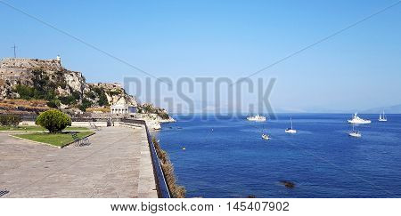 View Of The Old Venetian  Fortress At Corfu Island In Greece
