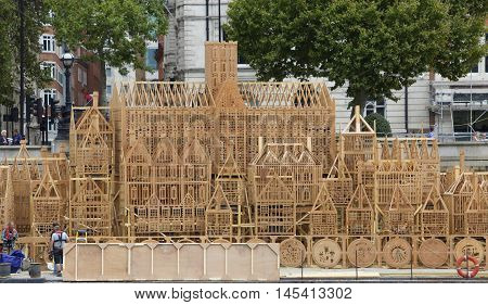Timber built structure to commemorate 350 years since the great fire of London in 1666 - London, UK - 2nd September 2016