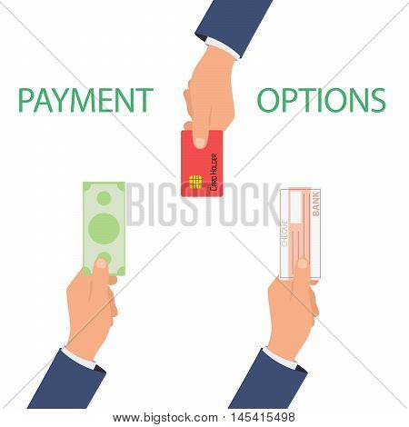 Vector concept of payment options in flat style - illustration on white background