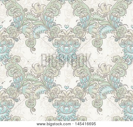 Vector Seamless Pattern In Victorian Style.