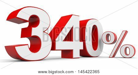Discount 340 percent off on white background. 3D illustration.