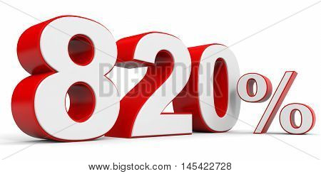 Discount 820 percent off on white background. 3D illustration.