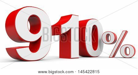 Discount 910 percent off on white background. 3D illustration.