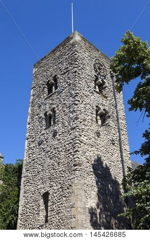 A view of the historic St. Michael at the North Gate in the city of Oxford England.