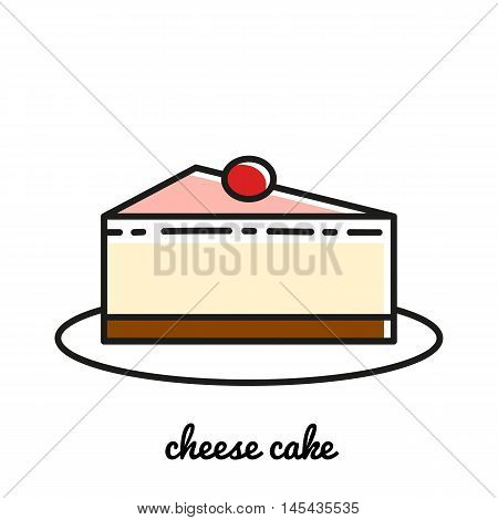 Line art cheese cake icon. Isolated vector illustrations. Infographic elements