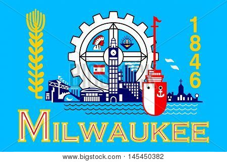 Flag of Milwaukee in the State of Wisconsin of United States.
