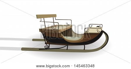 Old Wagon for the Horses. Winter version of the sleigh. Isolated on White Background. EPS10