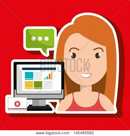 woman statistics graphic search vector illustration eps 10