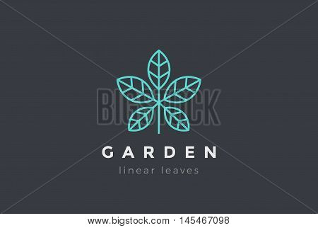 Plant leaves Logo design vector Linear Cosmetics Spa Beauty icon