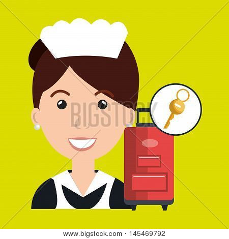housekeeper maid hotel service vector illustration design