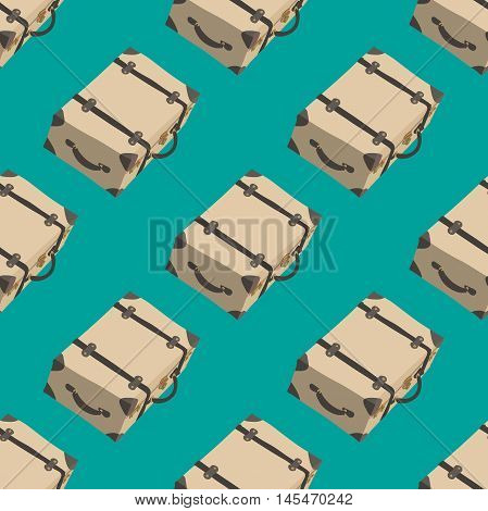 Travel pattern with suitcase. Retro background. Vector illustration