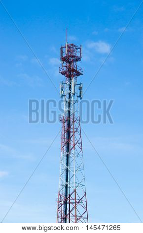 The antenna tower with blue sky background