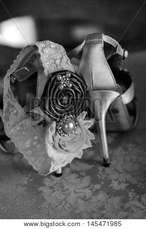 White High Heel Women Shoes And Garter