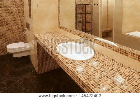 Fragment of a luxury bathroom. Modern design.