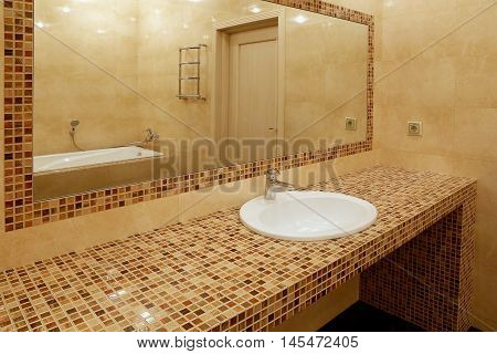 Fragment of a luxury bathroom.  Modern design.