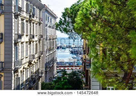 NAPLES, ITALY - OCTOBER 04, 2016: View of Naples near Via Caracciolo seafront.