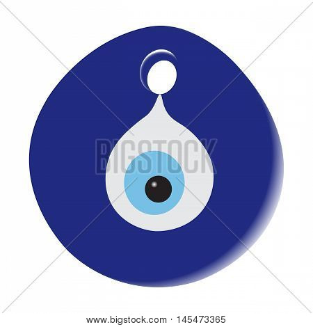 Traditional Turkish Amulet Evil Eye on white background. Vector illustration
