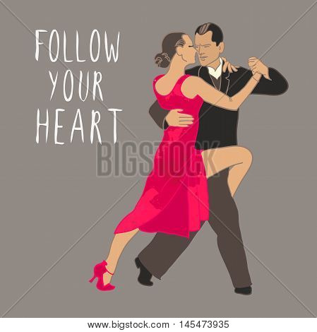 Tango. Dancing couple People dancing. Dance school
