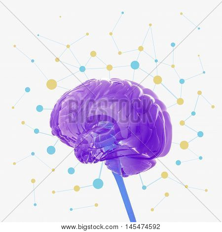 Huma brain isolated. Brain power, colorful creative thoughts. 3D illustration.