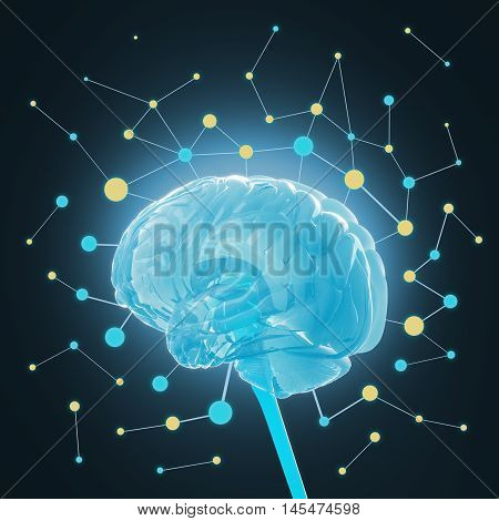 Huma brain isolated. Brain power, colorful creative thoughts. 3D illustration.