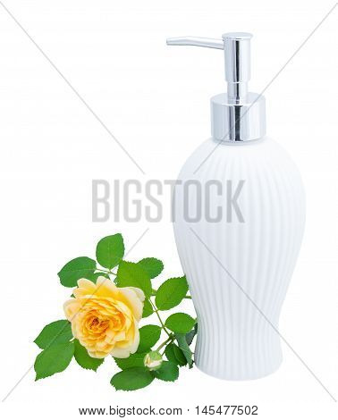 Soap dispenser in vintage style. Isolated on white background