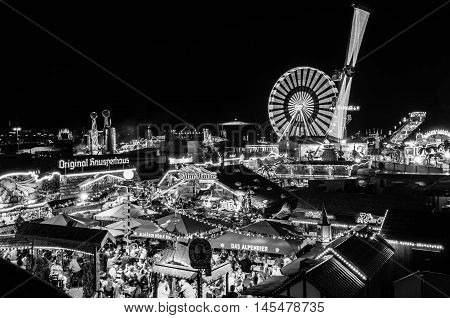 Worms, Germany - September 3: Ferris wheel and rides in Wormser Backfischfest in 2016