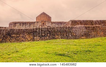 View Of The Ancient Inca Ruins Of Ingapirca On An Overcast Day Ecuador South America