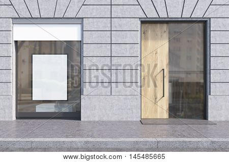 White Poster In Shop Window
