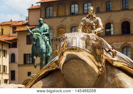 Golden Sculpture Of Jan Fabre In Florence