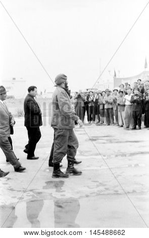 Yangiyer Uzbekistan - May 10 1963: Residents are met Fidel.