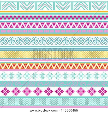 Tribal seamless pattern. Abstract background with ethnic ornament. Seamless background with different geometric shapes. Vector illustration