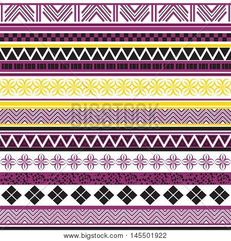 Tribal seamless pattern. Abstract background with ethnic ornament. Seamless background with different geometric shapes. Vector illustration
