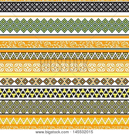 Tribal seamless pattern. Abstract background with ethnic ornament. Seamless background with different geometric shapes. Vector illustration