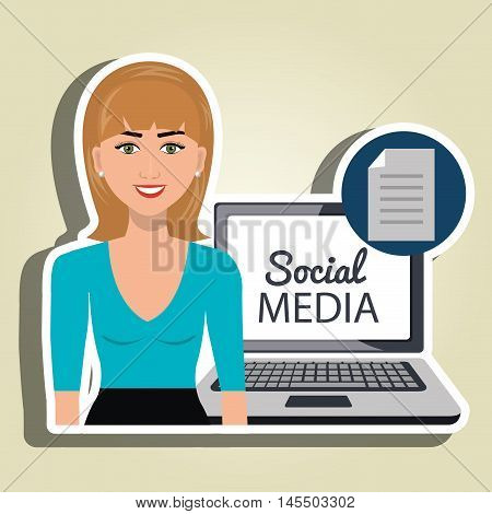 woman social media apps vector illustration eps10