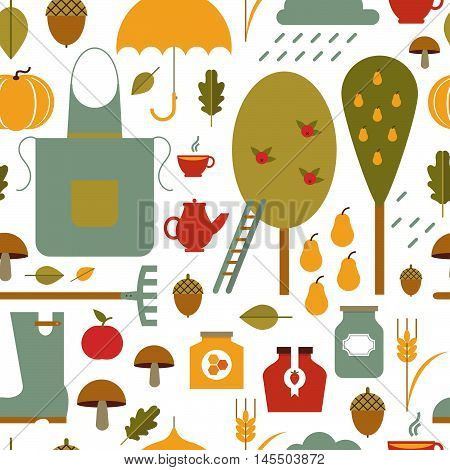 Vector autumn seamless pattern. Vector background. Autumn template. Use for wallpaper pattern fills web page background