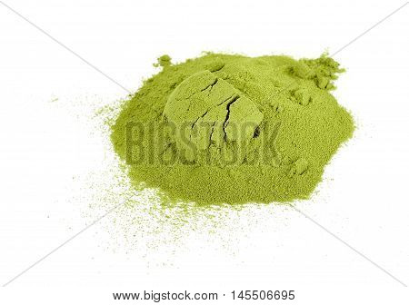 Green Tea Powder Isolated On White Background