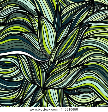 Hand drawn leaves pattern. Scetch of background with abstract shapes illustration. EPS 10