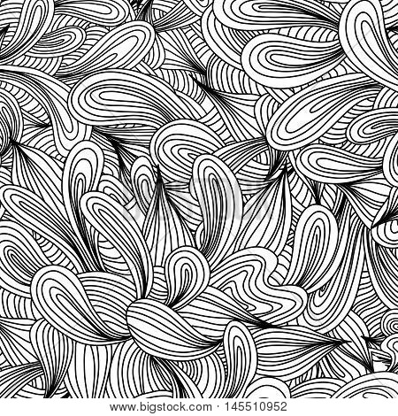 Hand drawn monochrome doodles pattern. Scetch of background with abstract shapes illustration. EPS 10