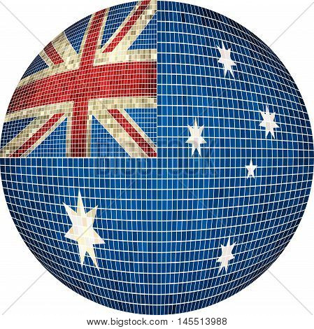 Ball with Australia flag - Illustration, 
Sphere Australian flag vector,  
Abstract Grunge Mosaic flag of Australia