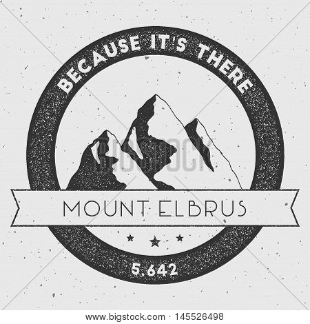 Elbrus In Caucasus, Russia Outdoor Adventure Logo. Round Climbing Vector Insignia. Climbing, Trekkin