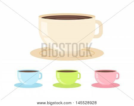 Flat Coffee Cup Isolated On White Background
