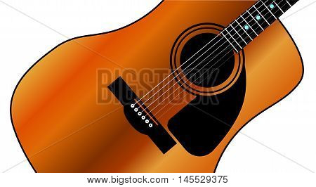 A typical western style acoustic guitar isolated over a white background.