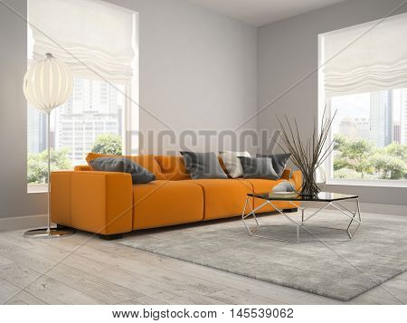 Interior of modern design room 3D rendering
