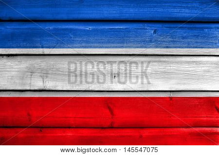 Flag Of Valledupar, Colombia, Painted On Old Wood Plank Background