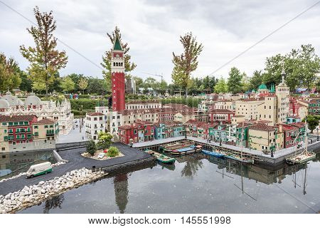GUNZBURG GERMANY - AUG 18 2016: Mini Venice at the Legoland Deutschland theme park in Gunzburg Germany